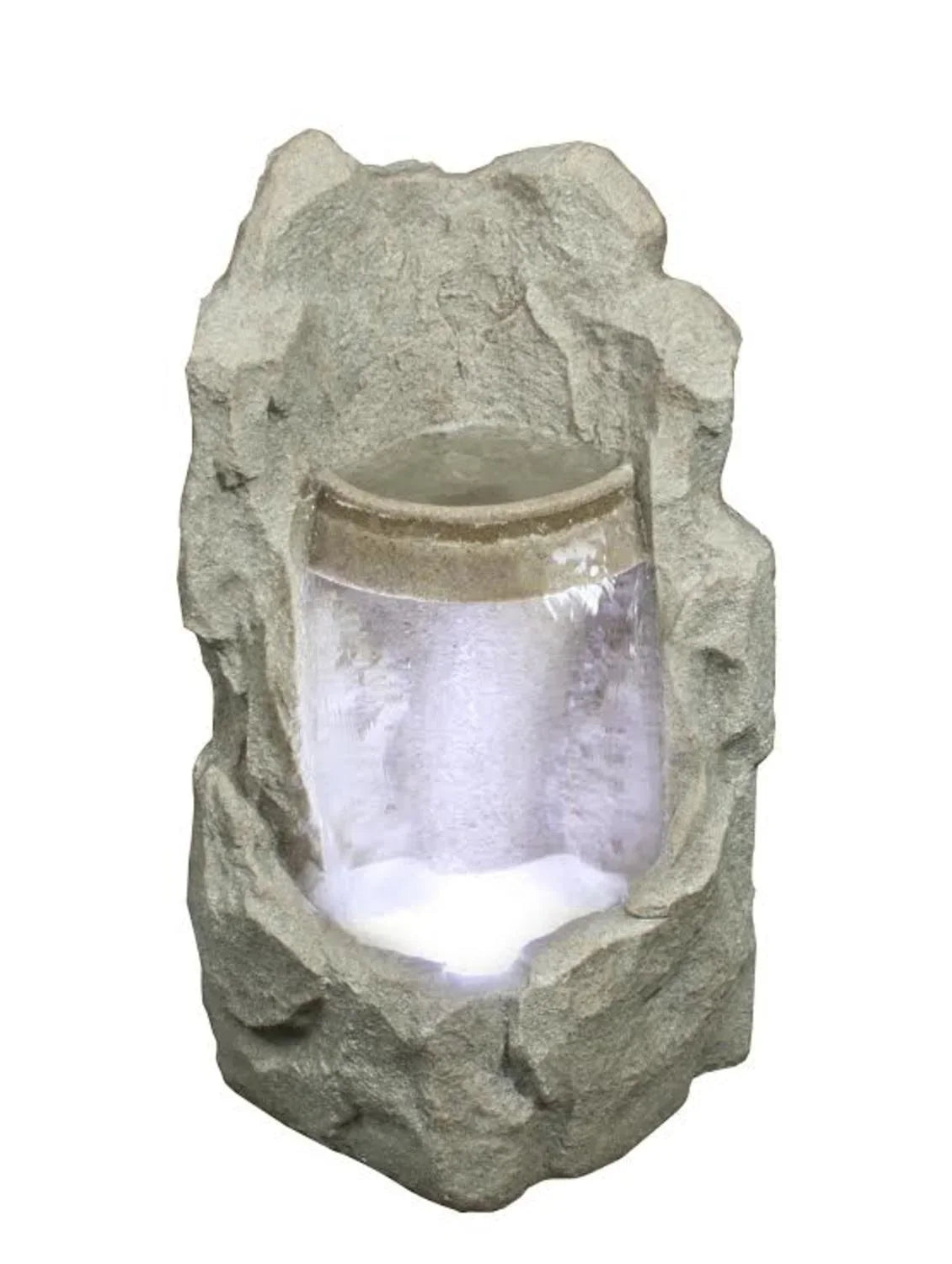 Garden Brown Lighted liquid exterior Raised Spring Fountain LED Basin 24.5" Stone