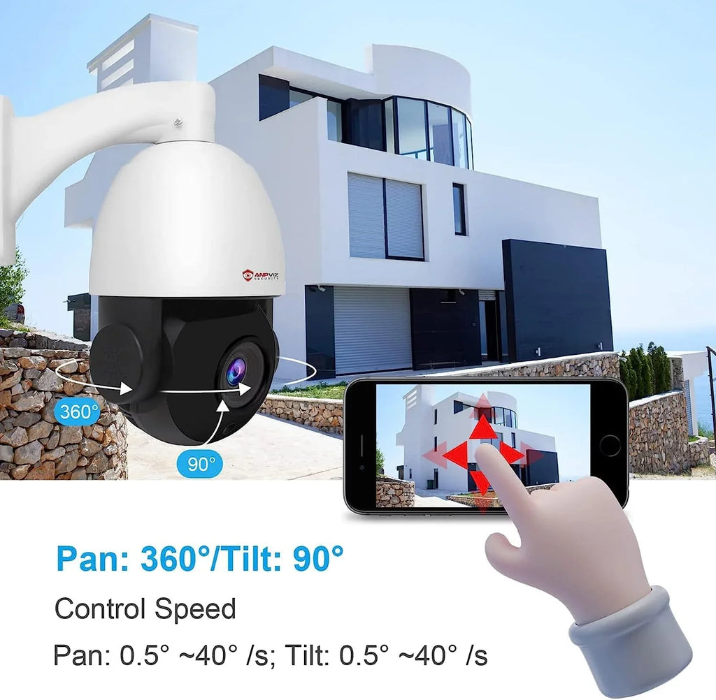 IP Surveillance Camera Camera Security IR Waterproof Night Vehicle Optical 20X PTZ 90°, with Vision, 5MP IP IP66 Detection, PTZ 360°/Tilt Pan Zoom, Indoor Metal, Anpviz PoE Person exterior Mic/Audio,