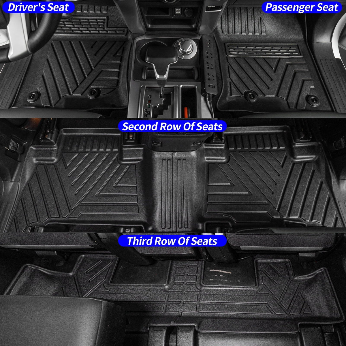 Fit 2013-2023 Row (3rd 4Runner Seats Toyota Cargo Backrest Liner 7 Mats) Mats+Trunk Mat Mat+Floor Trunk