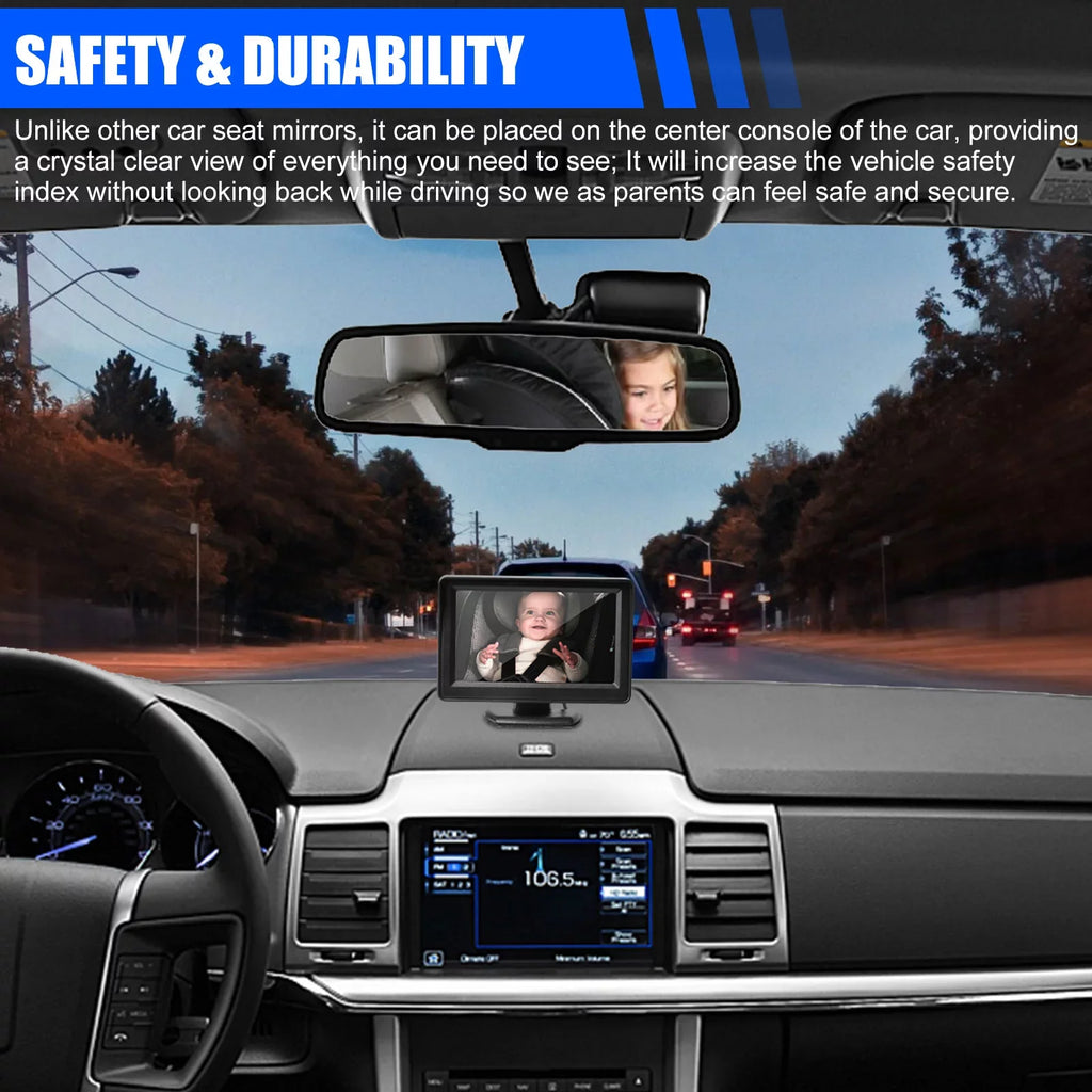 HD the Vision, Wide Camera Crystal Seat Facing 120° Black Rear Move, Mirror Night Every Mirror Seat Baby's 12V Observe 4.3-inch Car Safety EEEkit Screen, Back View, with Camera, Car Car Clear Baby