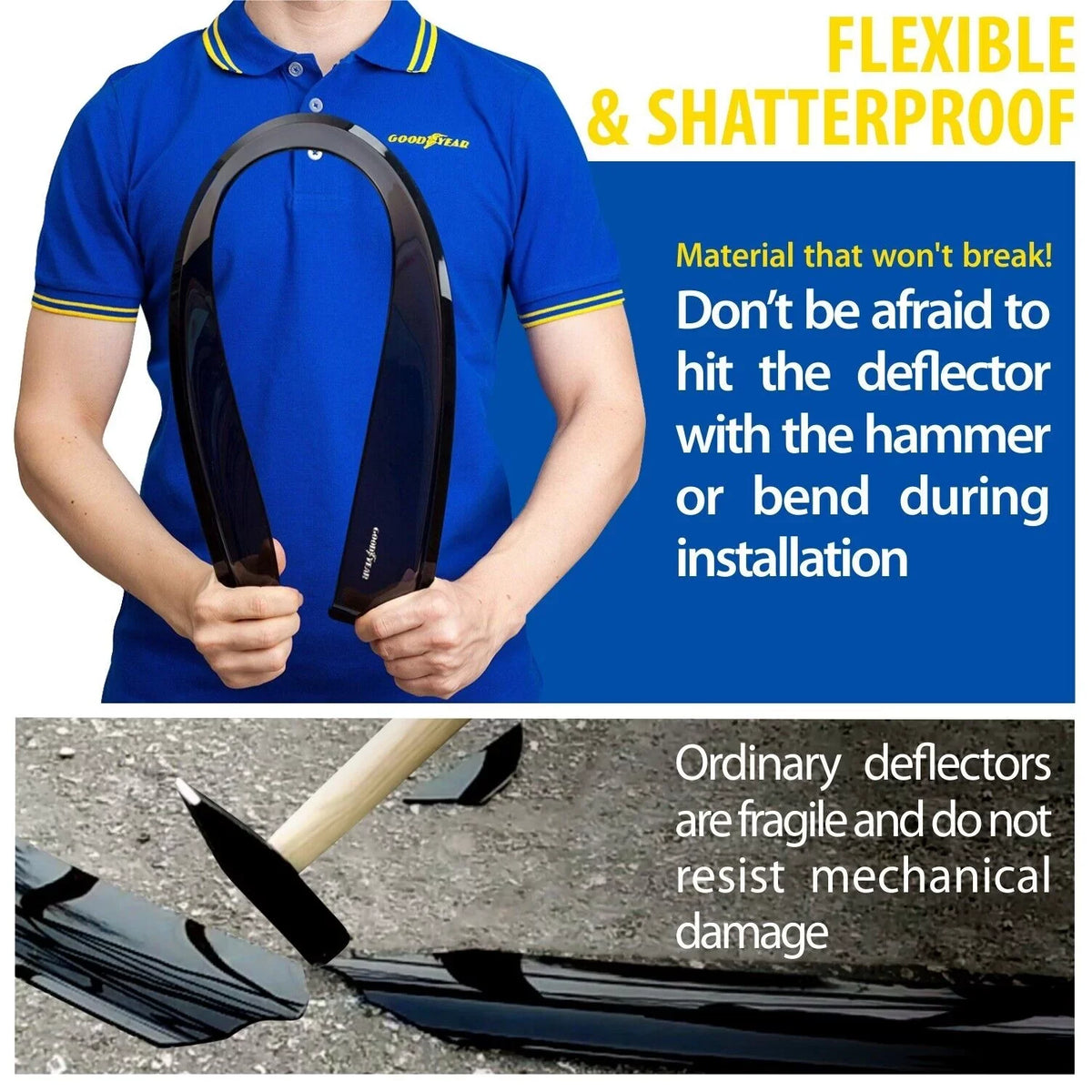 Car Hyundai Visors Guards, Goodyear - Deflectors 4 Window in-Channel Vent pcs Elantra Deflector, GY003459LP 2017-2020, Shatterproof Accessories, for Cars, Rain Window for