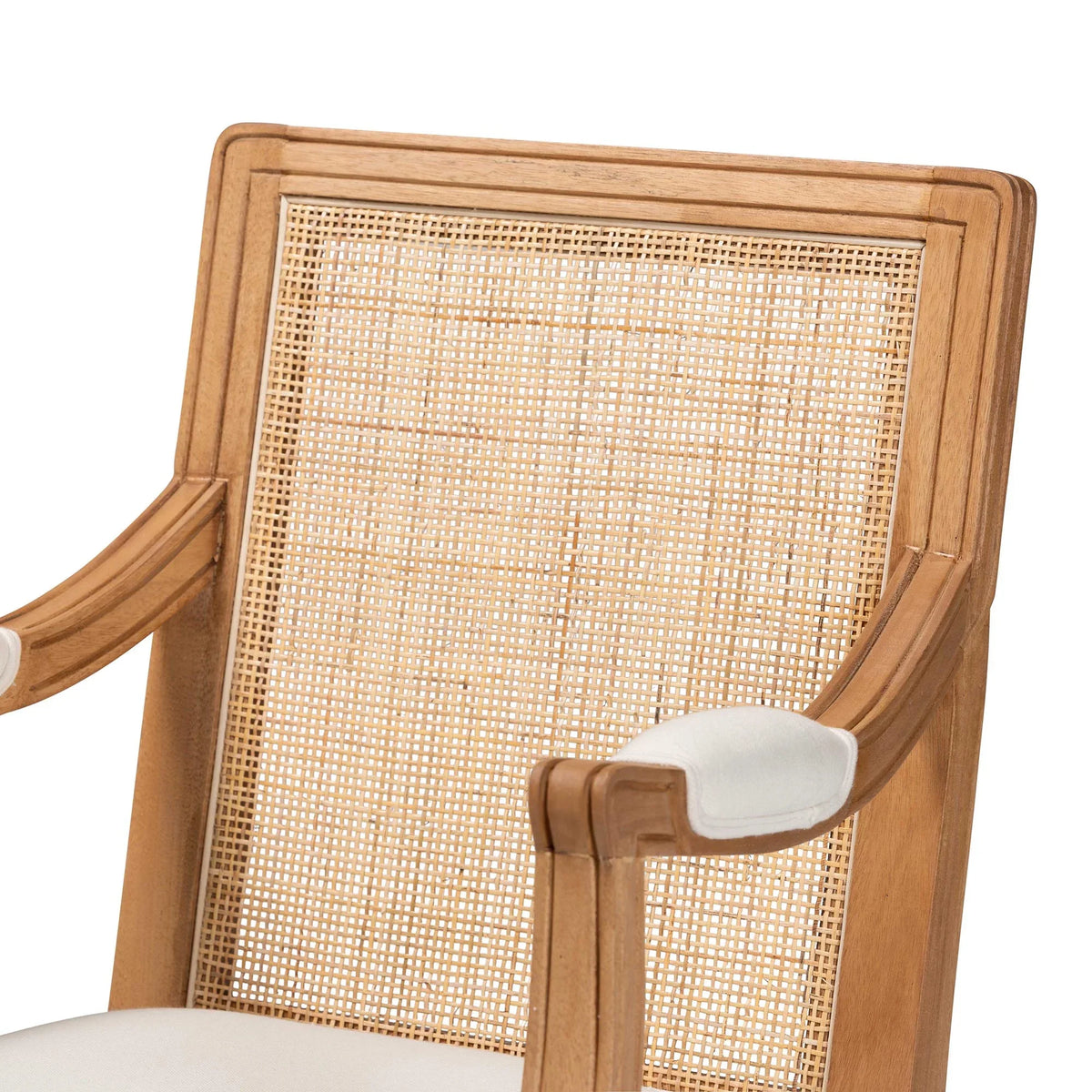 Studio Chair French Fabric Oak and Finished Accent Baxton Beige Honey Wood Garridan Traditional