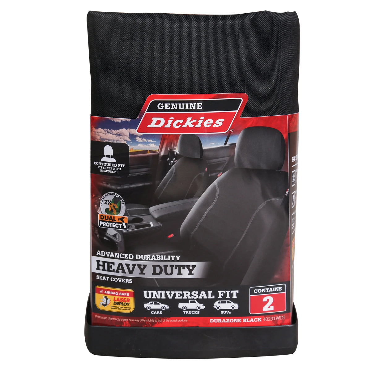 Durazone Genuine Covers, Black Seat 2 Car Piece Dickies
