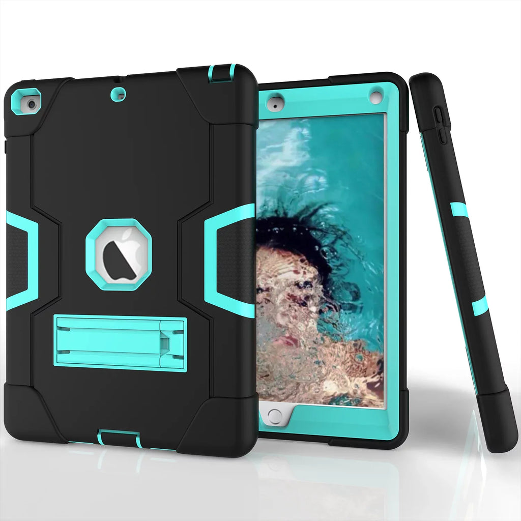 Shockproof 6th/5th Protective A1823 A1954 Cover Allytech (Black/Aqua) Case,Three New Layer for Armor 2017,iPad iPad for A1893 Generation 2017/2018 iPad Case 2018 A1822 Defender Case 9.7 9.7