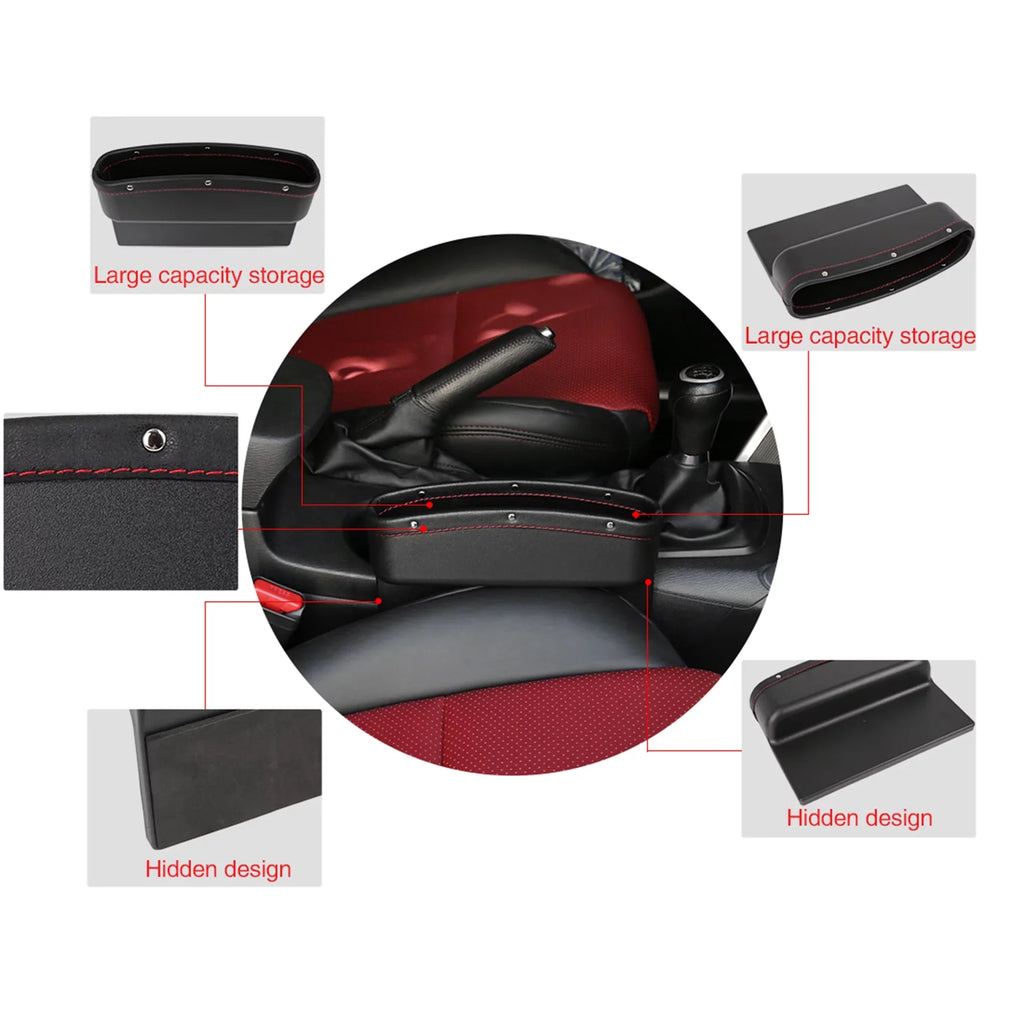 Car Gap Driver 4pcs Black Side Red Box Crevice Passenger Storage Seat