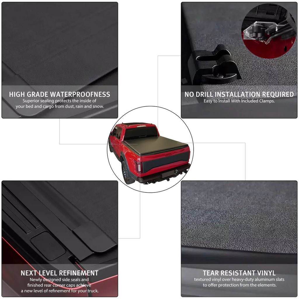 Truck 6.4 XTWEEX Ram Roll Ram Rambox Ram Classic Fits Up Dodge | 1500 Bed New 2019+ FT 2500 3500 1500 W/O 2003-2023 Tonneau 2002-2023 Body) for Bed | Cover Soft Body(Not