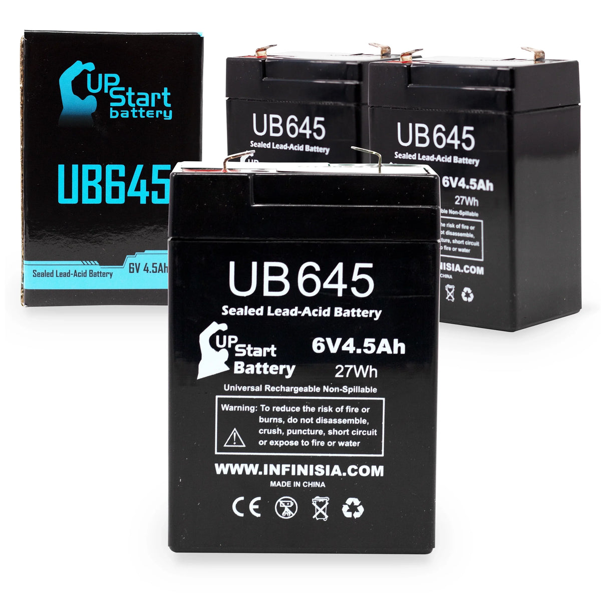 Battery Includes 4500mAh, Lead SLA) Compatible Acid UB645 F2 Lite 850 Universal F1 Pack Adapters Battery (6V, Tripp to AGM, 3x Sealed F1 - - Terminal 6 Replacement 4.5Ah, - BCPRO Terminal,
