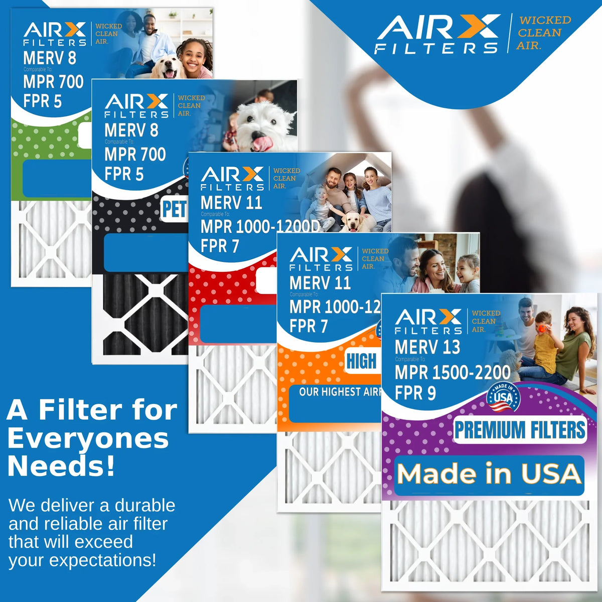 AIRX Comparable Pleated by 7 MPR Premium FPR to CLEAN 24x25x1 Made Electrostatic HVAC 11 Filters 6 Conditioner FILTERS MPR 24x25x1 AIR. Filter USA Air Furnace MERV Air Filter Pack 1200 & 1000, WICKED