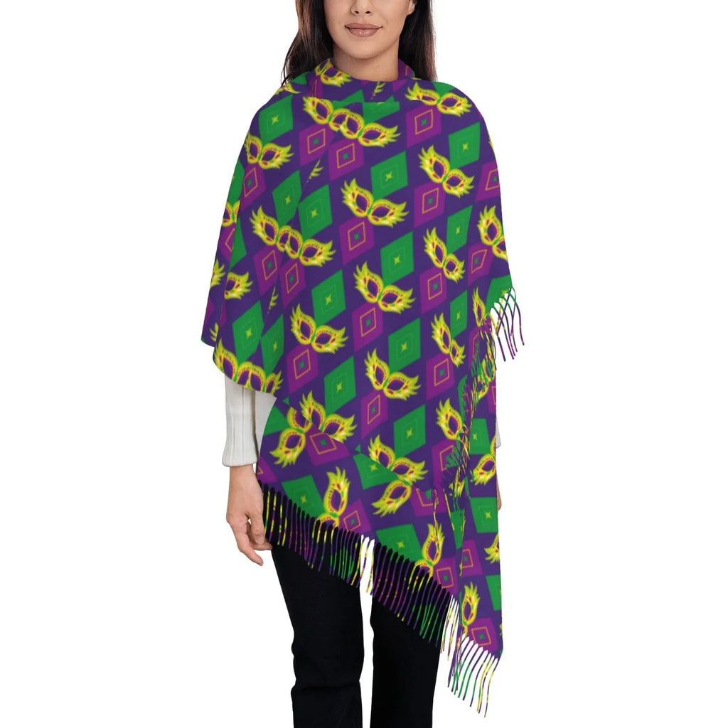 Gifts- Shawl Cashmere Scarf Bingfone Large Elegant Carnival3 Feel Wrap Mardi Women Warm Art Print Gras Winter For Scarves Soft