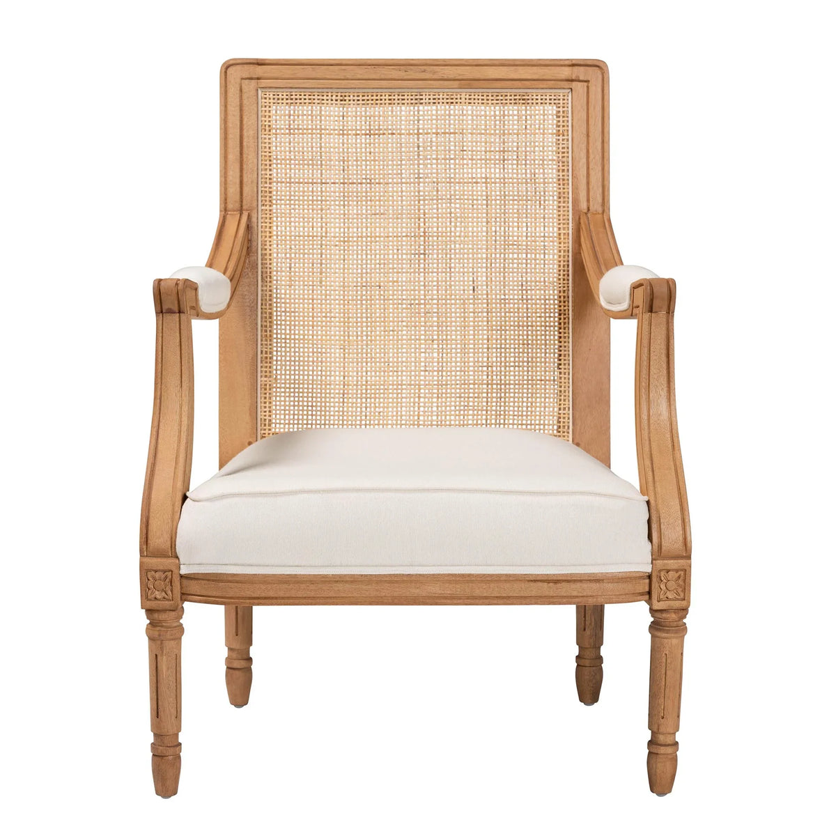 Studio Chair French Fabric Oak and Finished Accent Baxton Beige Honey Wood Garridan Traditional