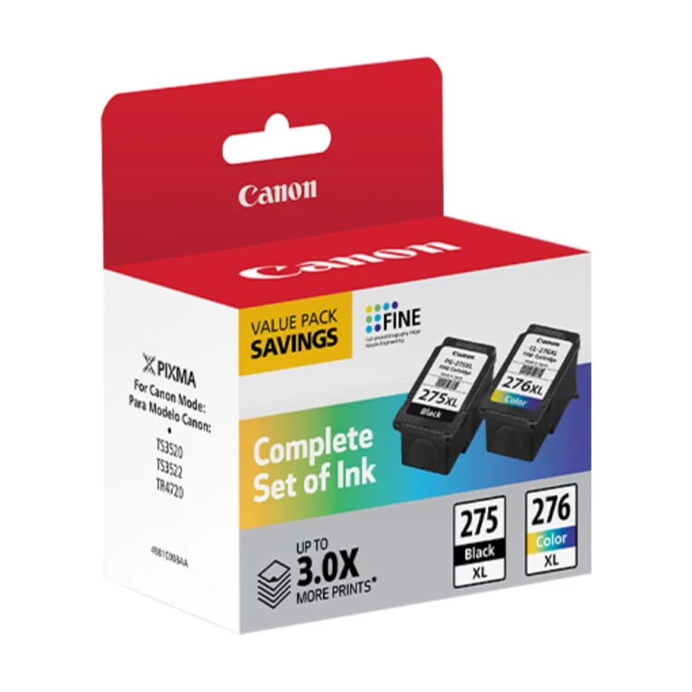 Ink Cartridge 4981C008 Canon XL/CL-276 Value High-Yield Pack, XL Black/Tri-Color, PG-275