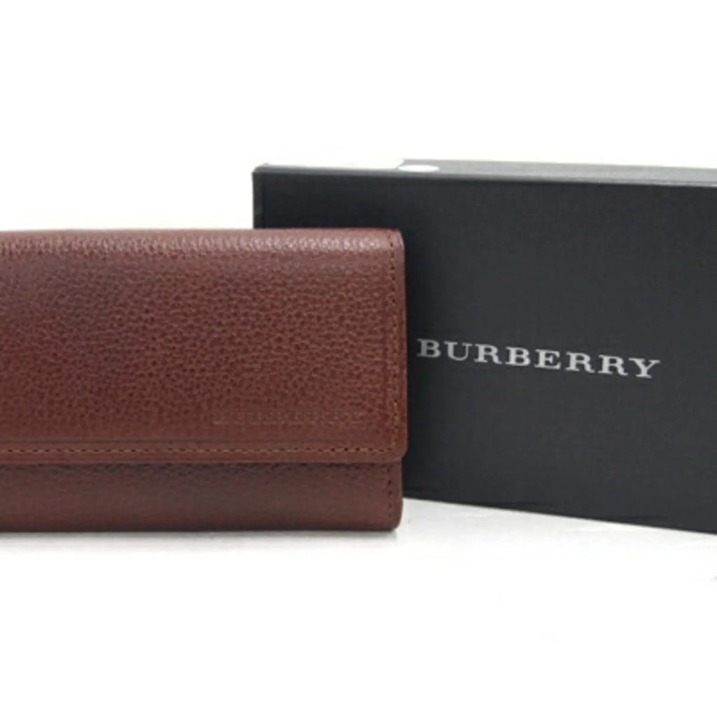 (Good) Coin BURBERRY Dark Case Leather Check MS152 Holder Brown Key 5 Burberry Pre-Owned