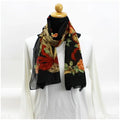scarf pattern stole ribbon silk rectangle paper muffler Pre-Owned SALVATORE FERRAGAMO Salvatore ladies (Like New) Ferragamo black