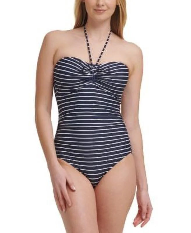 MSRP Striped Hilfiger Navy 6 Women's Swimsuit dimension Tommy One-Piece $118