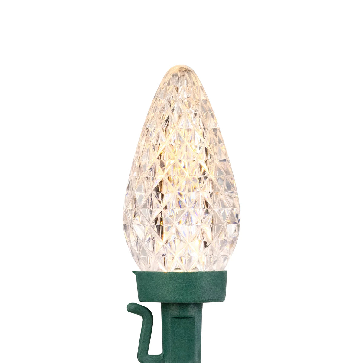 Green LED Wire C9 Faceted White Christmas Lights, Northlight 66ft Warm 100ct