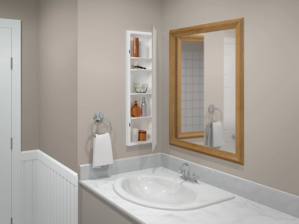 Pride x in., 36 Frameless American Rectangle, Reversible Recess-Mount 12 Mirror Cabinet, Medicine