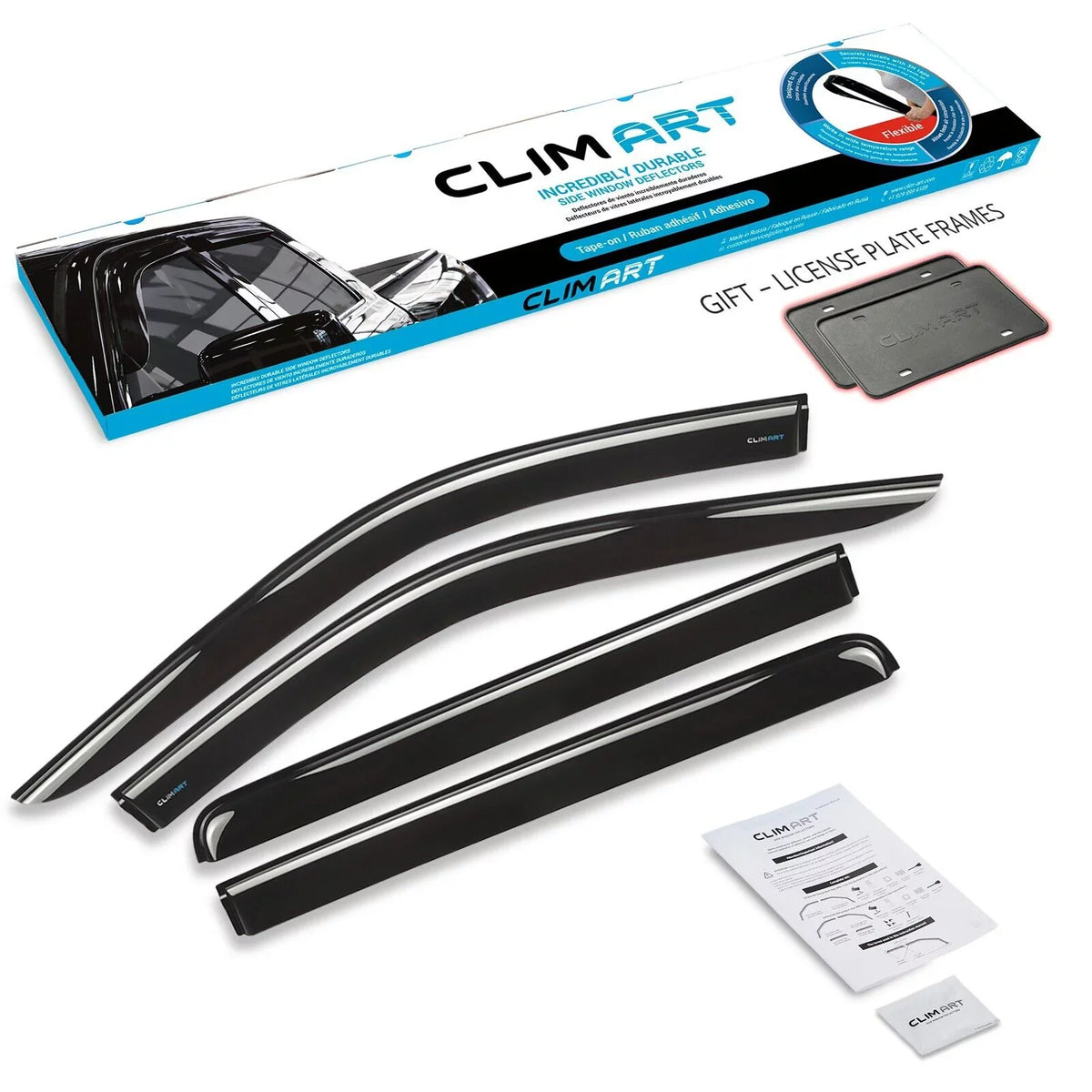 Rain Window Durable Tape-on CLIM Silverado/GMC with Vent Guards Visors, Sierra Cab, 1500 2019-2024 ART Incredibly Compatible Deflectors, Accessories, Truck Crew 419160 4pcs- (Chevy) Window Chevrolet