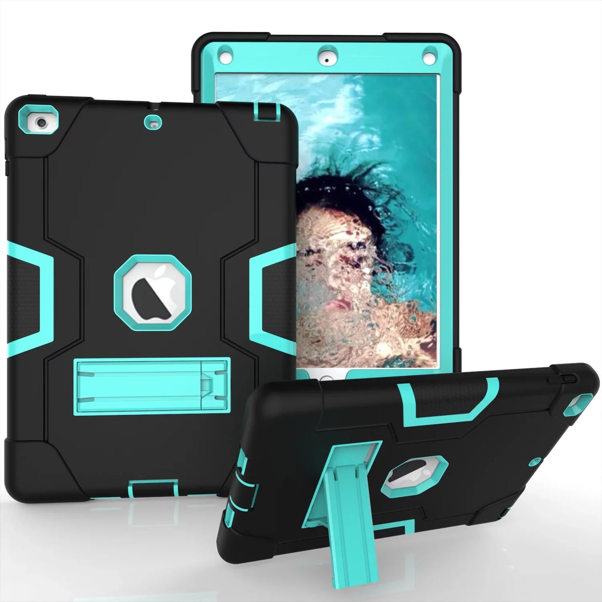 Shockproof 6th/5th Protective A1823 A1954 Cover Allytech (Black/Aqua) Case,Three New Layer for Armor 2017,iPad iPad for A1893 Generation 2017/2018 iPad Case 2018 A1822 Defender Case 9.7 9.7