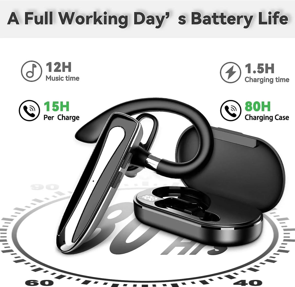 Earpiece Wireless Bluetooth Bluetooth Hands-free Case,microphone For Wireless With Office Charging Headset 5.1 Headphone Earph Cellphone, Driving, For