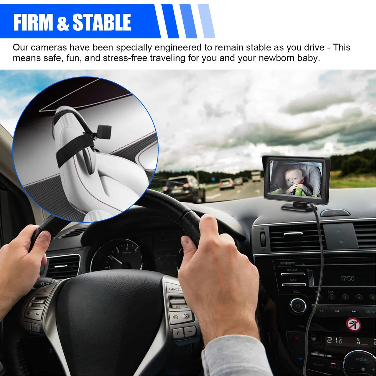 HD the Vision, Wide Camera Crystal Seat Facing 120° Black Rear Move, Mirror Night Every Mirror Seat Baby's 12V Observe 4.3-inch Car Safety EEEkit Screen, Back View, with Camera, Car Car Clear Baby