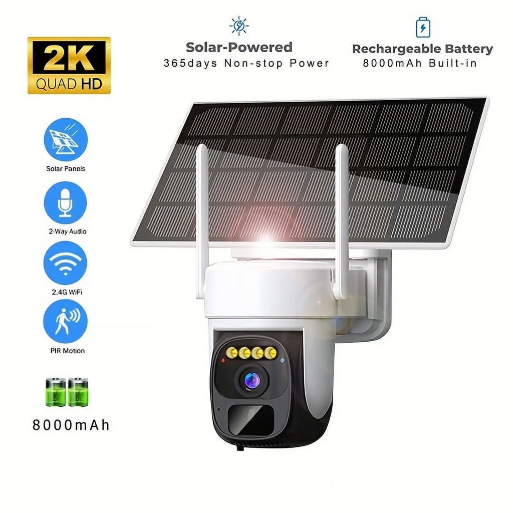 Night Wireless with Motion IP66 - Color Birthdays, 2-Way Boys Tilt President's Camera Pan & 3MP 360° Vision, Gift Waterproof Talk, Perfect for Easter, Detection, Security Solar-Powered exterior Day, 2K