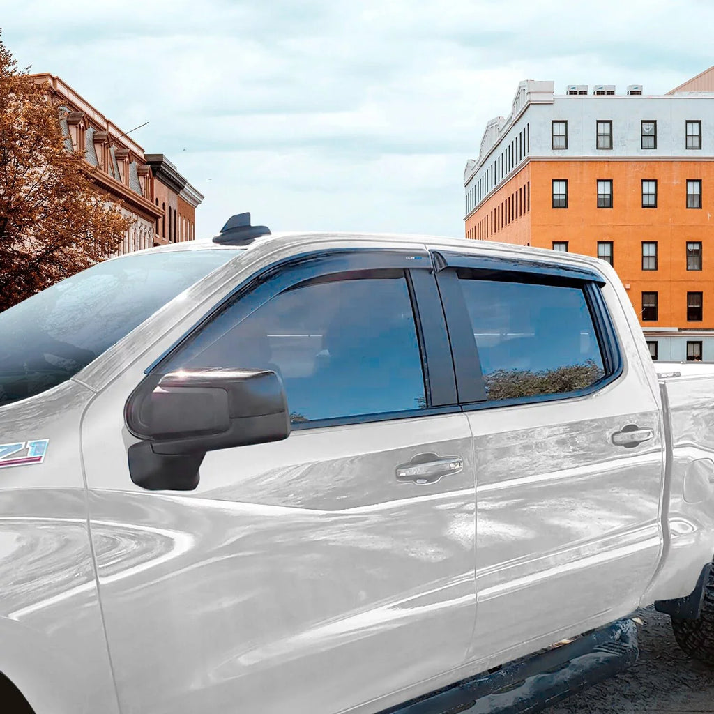 Rain Window Durable Tape-on CLIM Silverado/GMC with Vent Guards Visors, Sierra Cab, 1500 2019-2024 ART Incredibly Compatible Deflectors, Accessories, Truck Crew 419160 4pcs- (Chevy) Window Chevrolet