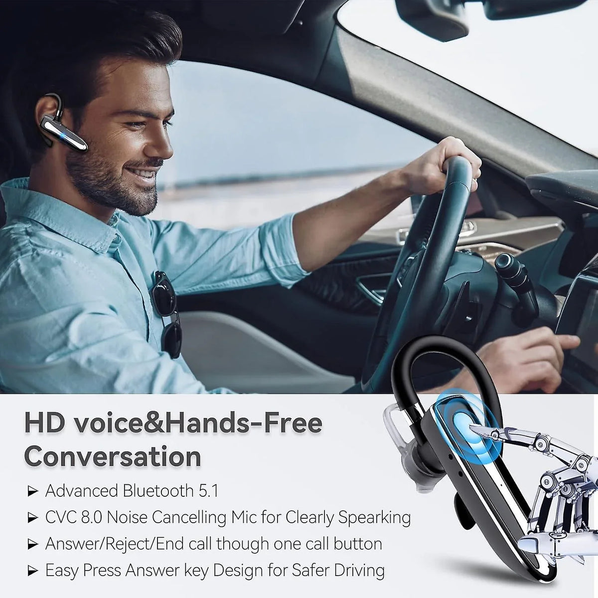 Earpiece Wireless Bluetooth Bluetooth Hands-free Case,microphone For Wireless With Office Charging Headset 5.1 Headphone Earph Cellphone, Driving, For