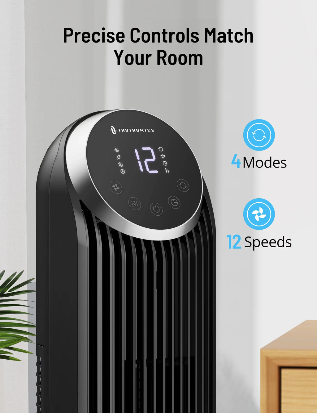 Filter, Speeds, for Standing with Dustproof Tower Oscillating Fan, 42" TaoTronics Fan Home, 12 Bladeless Modes, Mesh Fan Remote, 4 120° Office Timer, Fan, 12H