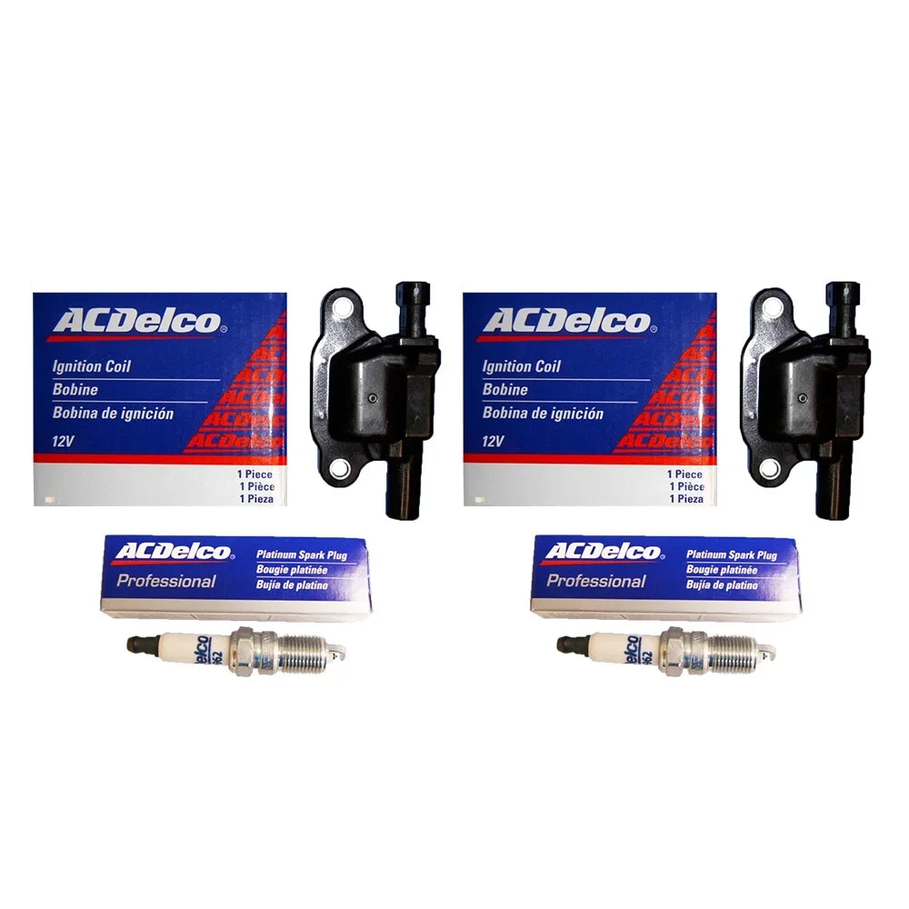 (2) For D513A Plugs + New Performance (2) Auto ACDelco Spark 41-962 Ignition AD Coil Parts High