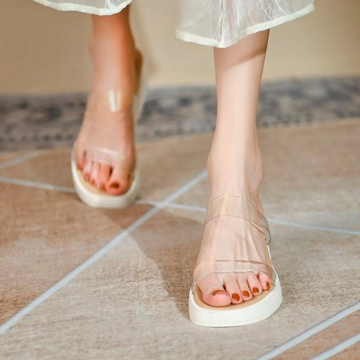 Platform Slippers Platform Sandals Transparent Ankle Women Slippers Sandals ILJNDTGBE Wedge Women Slippers Strap Heeled Rubber Custom for Designer