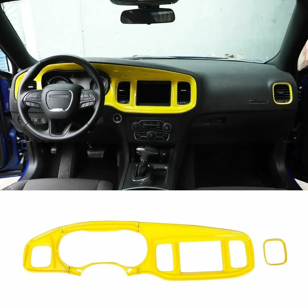 Console Panel Cover Center Trim 17x Yellow Dash Teledu Set Kit
