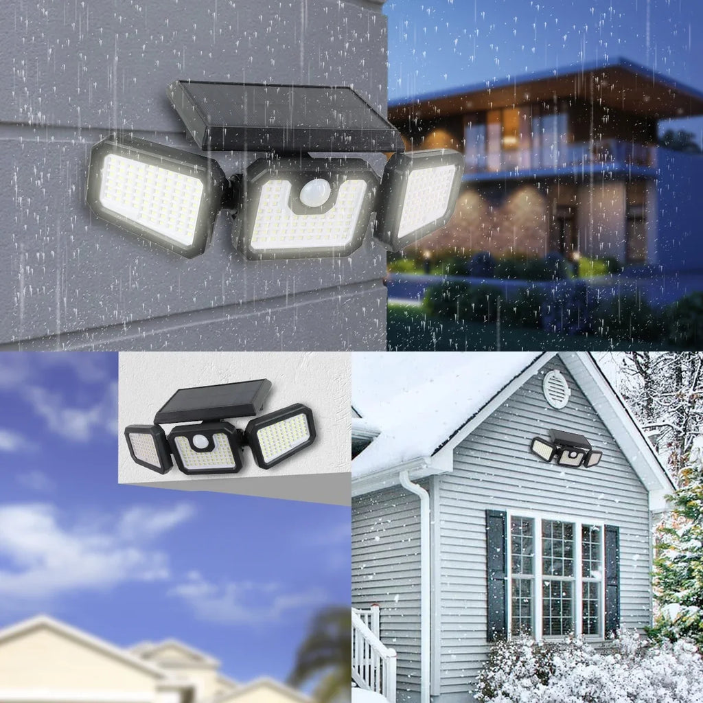 Security Yard - 2500LM Sensor (2 exterior Remote for Control Lights Packs) 3 Lights Garage - Motion Heads Solar Lights Yyton Waterproof with Outside Flood 210LED