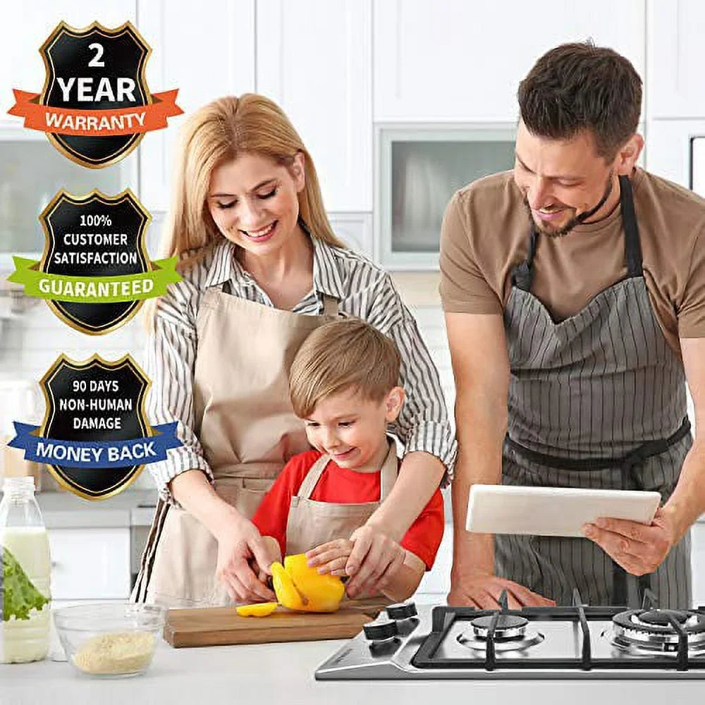Gas for Apartments, LPG/NG to exterior Burners,12 Easy Stainless Dual Steel Cooktop Portable RVs, Stove 2 Inches Clean Hob Gas Fuel Built-in Gas