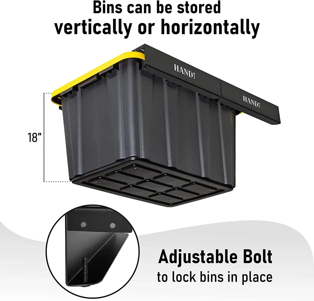 4 (Black, Ceiling Metal Bin For Storage Organization Most Supports Bins Heavy Overhead Sets) System, Garage WAGEE Rack, Racks, Container, Rack Duty
