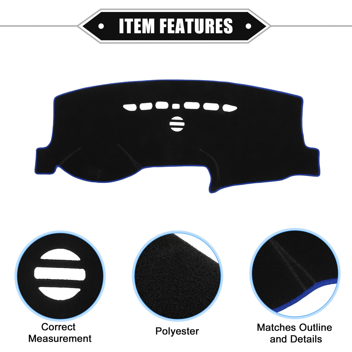 Bargains Protective Blue Dashboard Unique Car Center Cover Compatible 2013-2021 Mat Fusion Polyester for Console