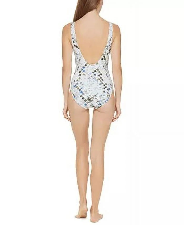 16 Swimsuit, DKNY US One-Piece Cutout MULTI SPLASH Twist-Front