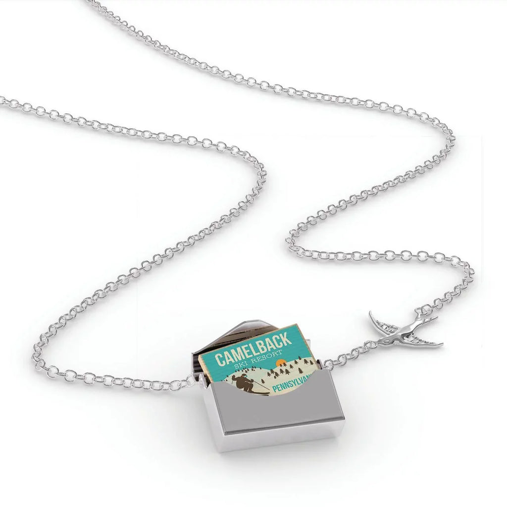 Locket Necklace Pennsylvania Resort Ski in silver Envelope Camelback - Resort a Neonblond Ski