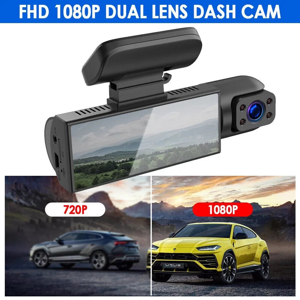 DVR Cam Lens Front G-Sensor Car Dual Recorder 1080P Dash Camera Video Inside w/ JahyShow