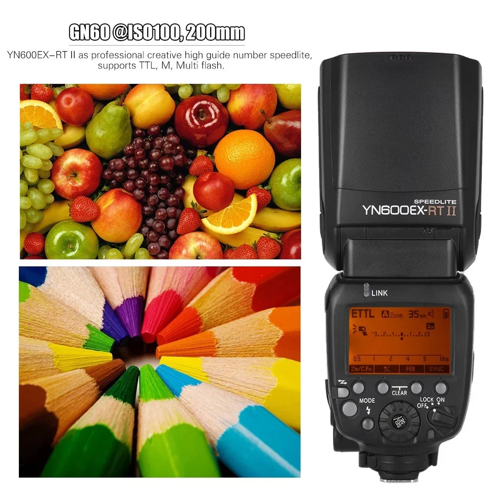 Zooming, Compatible 600EX-RT 1/8000s Flash TTL II Auto/Manual HSS, as Master II Wireless, YN600EX-RT with YN6000 Camera 2.4G with RT Professional GN60, EX Speedlite