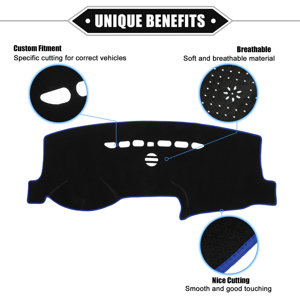 Bargains Protective Blue Dashboard Unique Car Center Cover Compatible 2013-2021 Mat Fusion Polyester for Console
