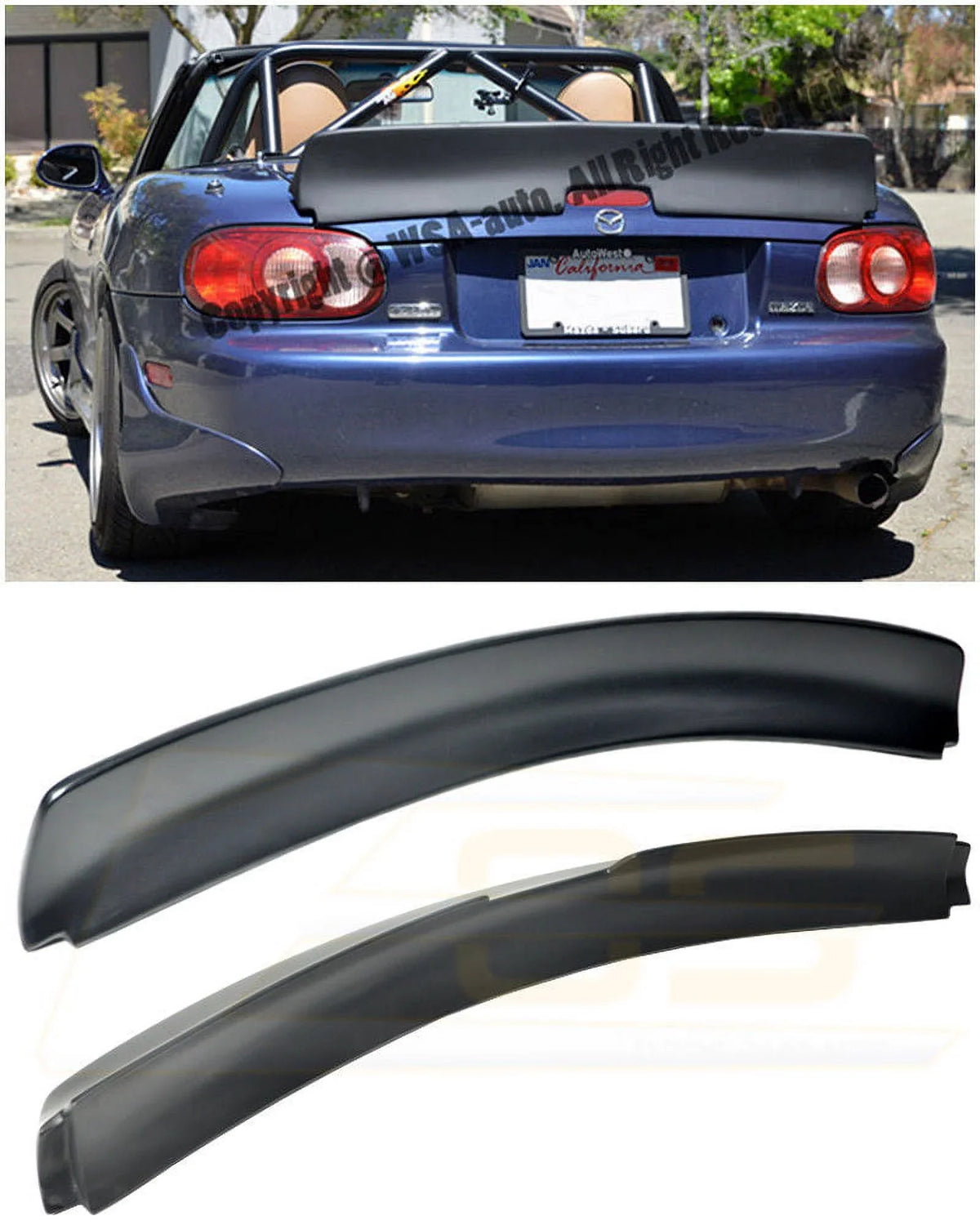 Primer Trunk | MX5 Mazda Lid 1999-2005 Black Spoiler Rear design for Rocket EOS Fiberglass Bunny Miata NB Wing Replacement