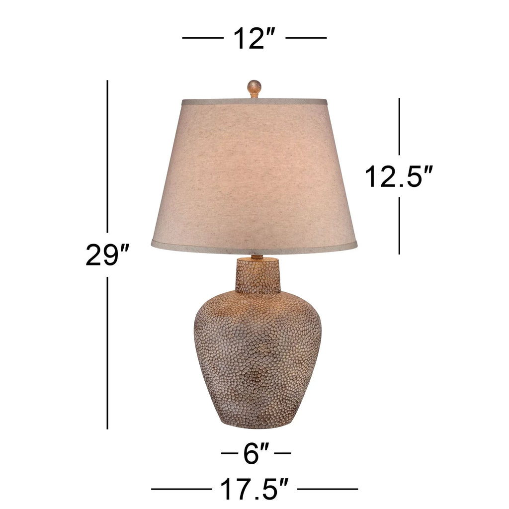 Rustic Textured Brown Home Bedroom Lighting Table Off Bentley Hammered Room Pot Lamp House Living Leaf Tall Empire Shade White 29" 360 for Farmhouse