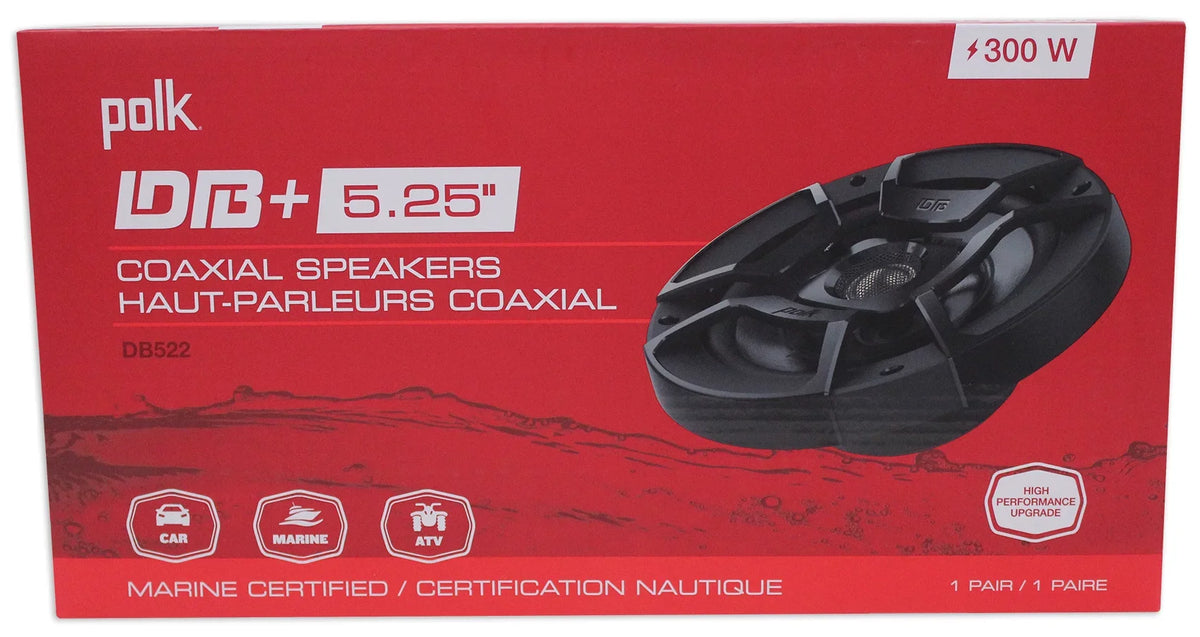 Audio DB522 + 5.25" Rockmat Speakers ATV/Motorcycle/Boat Polk (2) Car Audio 600w