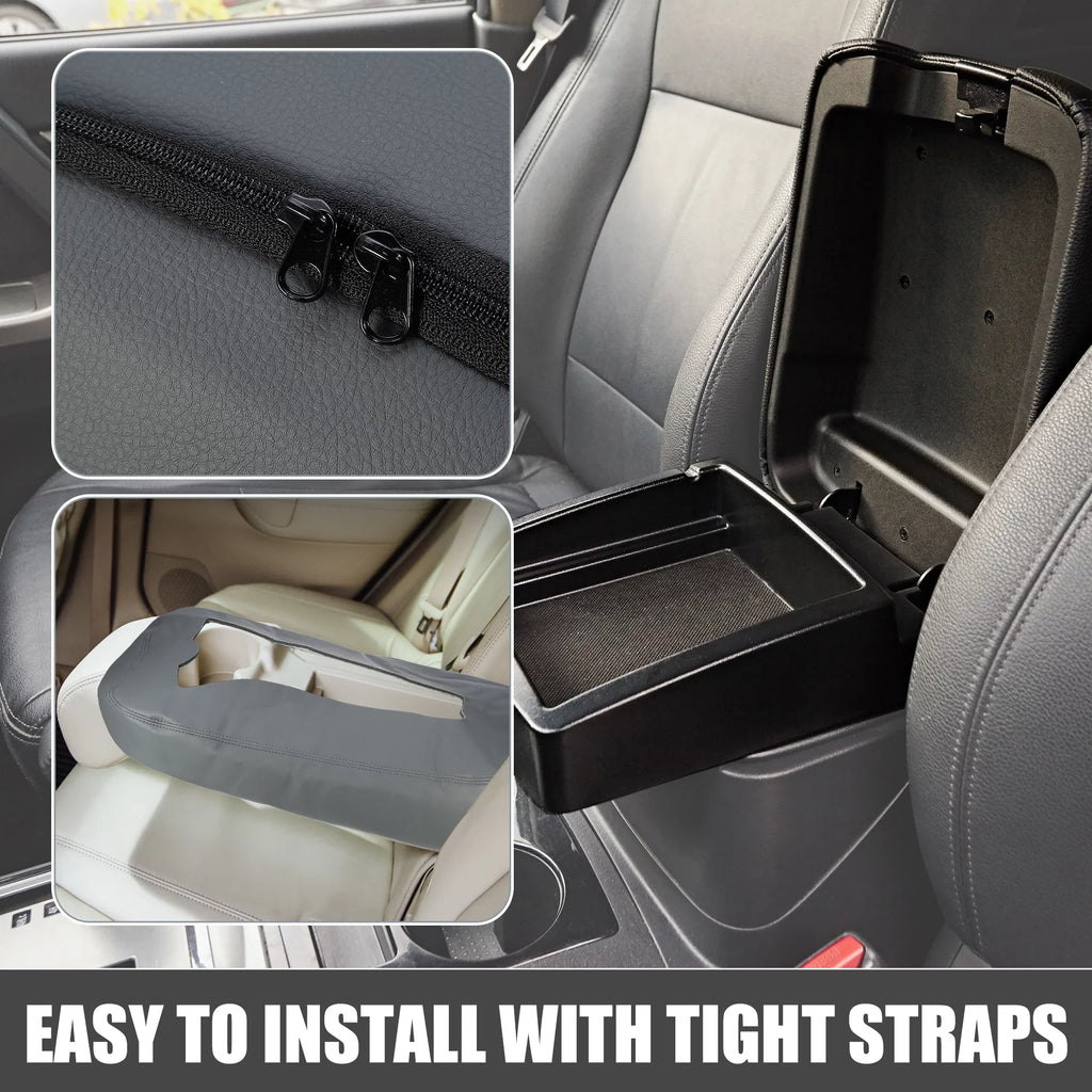 Pad Waterproof Cover Console Center Dark Gray Leather 2007-2014 Chevy for 1500 Faux Silverado 1500HD
