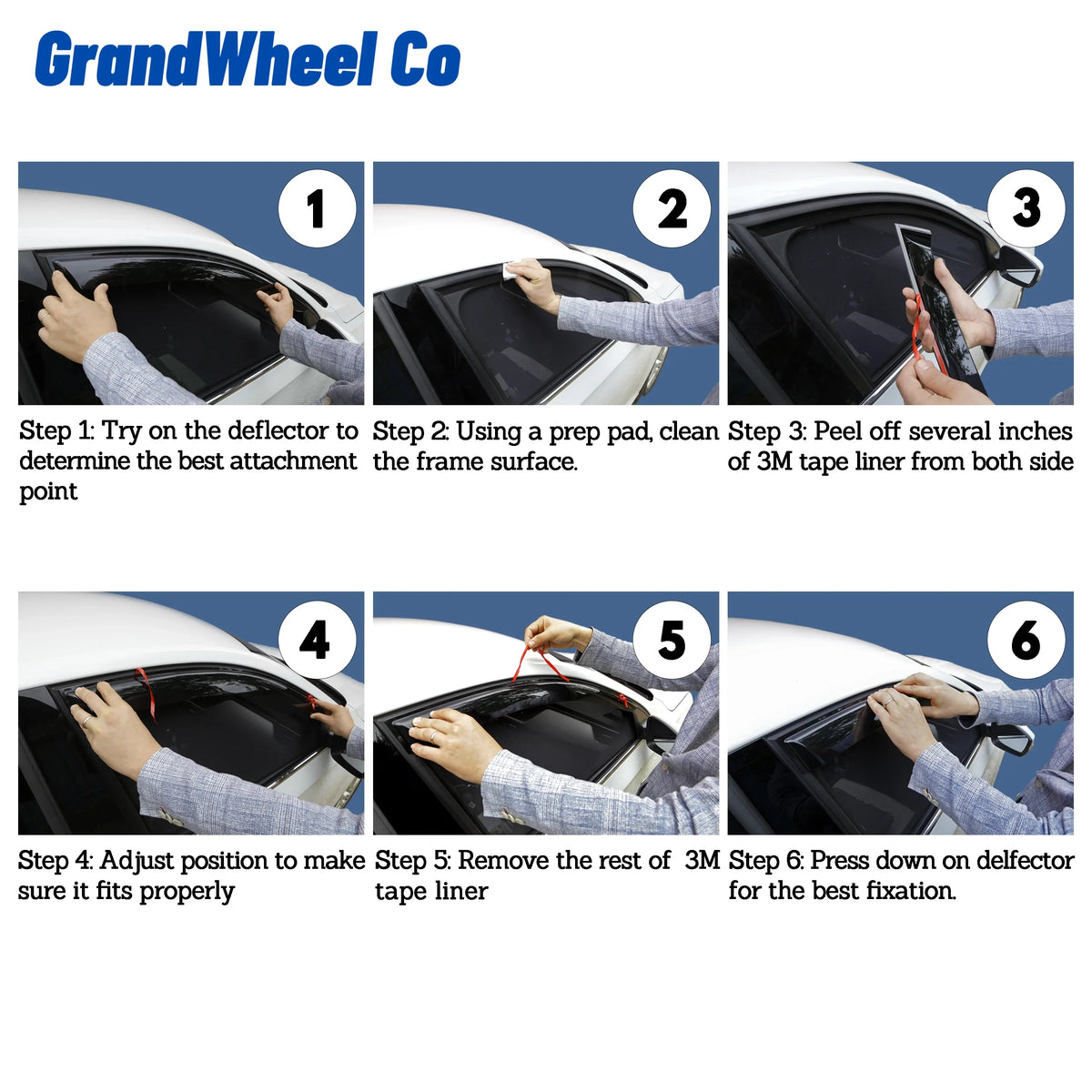 Rogue Deflectors Window Guards Co - Smoke 6pcs. Tape-On Tinted GW0299 Side Compatible Nissan 2021-2024 Rain Vent with GrandWheel Visor