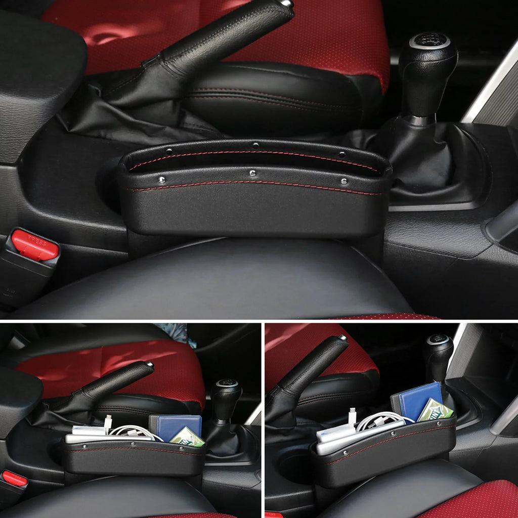 Car Gap Driver 4pcs Black Side Red Box Crevice Passenger Storage Seat