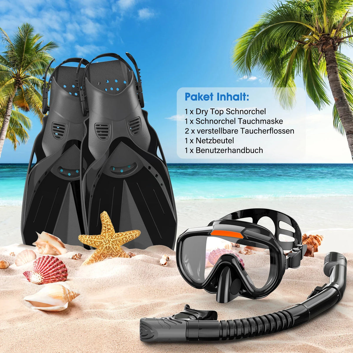 Top View Travel Travel Anti-Leak,Dry Snorkel 1 Adults Anti-Fog for with Snorkeling Panoramic Men in Bag Women,4 and Set for Swimming,Snorkeling Snorkel,Fins and Diving Gear Mask Diving