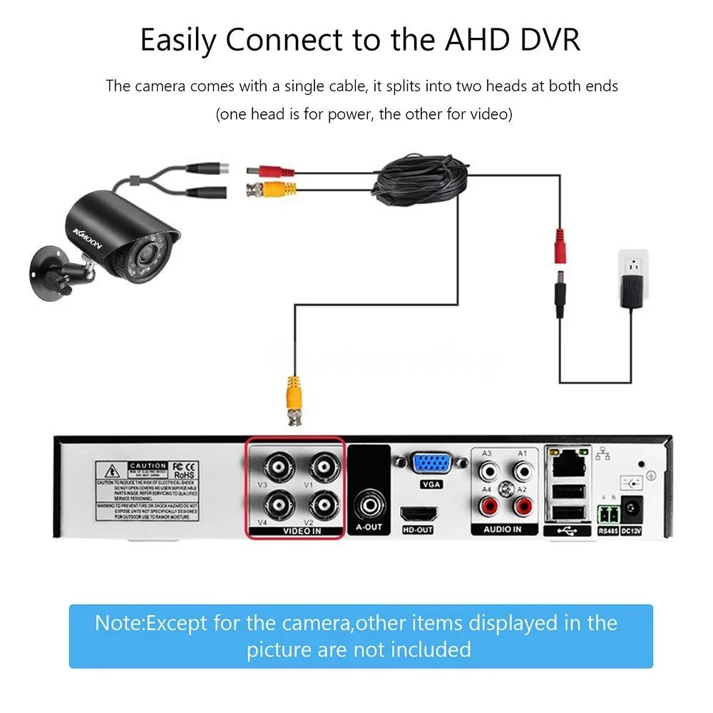 Phone Recorder CCTV DVR & System 4 for KKmoon - 4CH Home Video Digital Office AHD/Analog/TVI/CVI/ 1080P Video with Remote Recording P2P HD DVR Camera Full Set