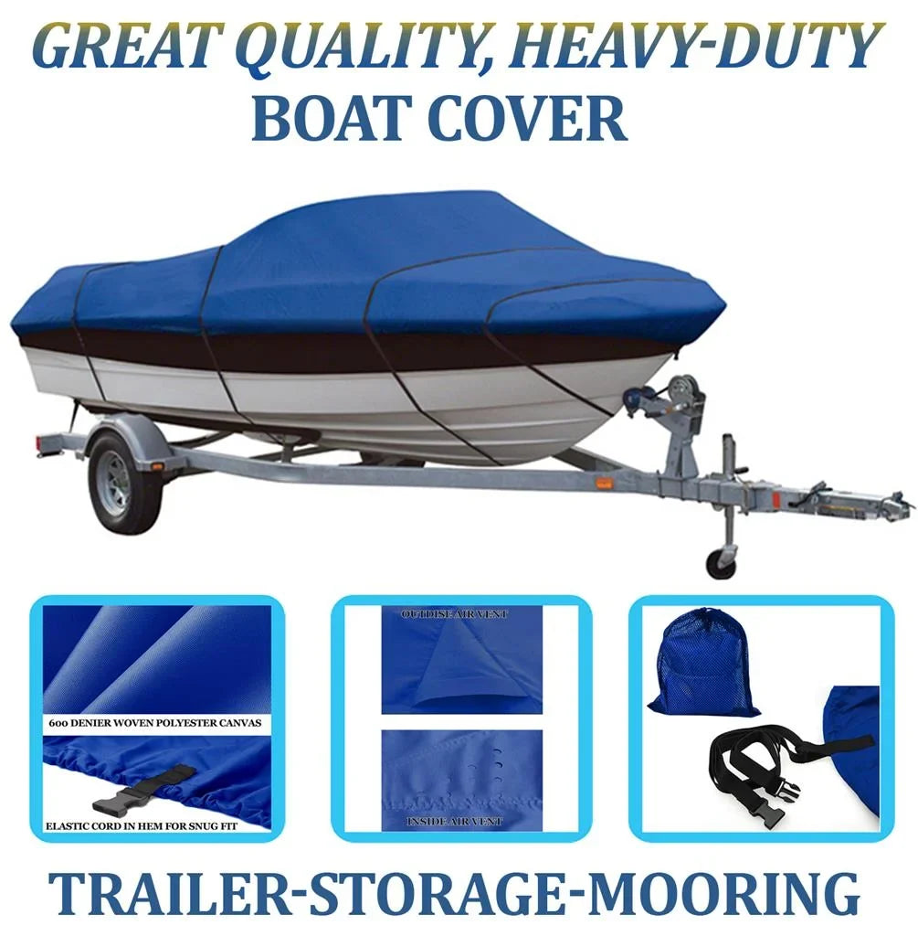 Aluminum up for BLUE, 90" grade Bass Length, Tri-Hull Bowrider Beam Compatible to and width V-Hull and Boat COVER 16'-17' BOAT GREAT