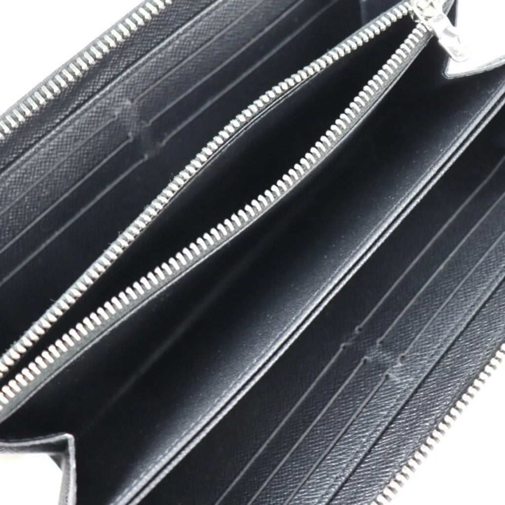 (Good) M61857 Zippy Hardware Pre-Owned Epi Black Zipper Leather Round Silver Long Wallet